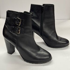 Vintage Pegabo Black Leather Ankle Boots Size 7